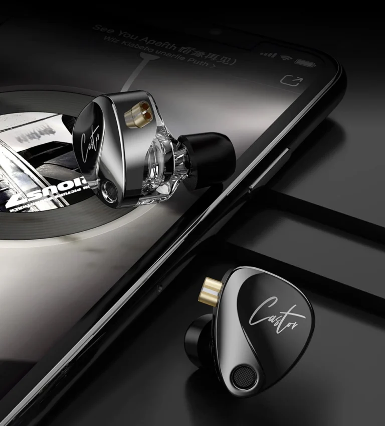 KZ Castor Dual Dynamic In-Ear Monitors – HiFi Tunable IEM Earphones with Balanced Armature, Noise Isolation, and Detachable Silver-Plated Cable (Black, With Mic) - Earphones photo 2 - Epic Key Morocco