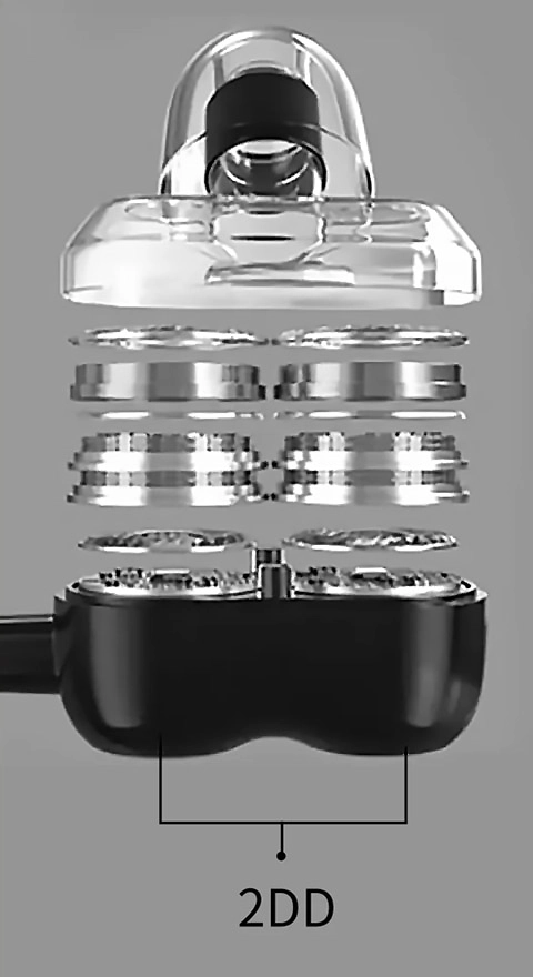 KZ Castor Dual Dynamic In-Ear Monitors – HiFi Tunable IEM Earphones with Balanced Armature, Noise Isolation, and Detachable Silver-Plated Cable (Black, With Mic) - Earphones photo 4 - Epic Key Morocco