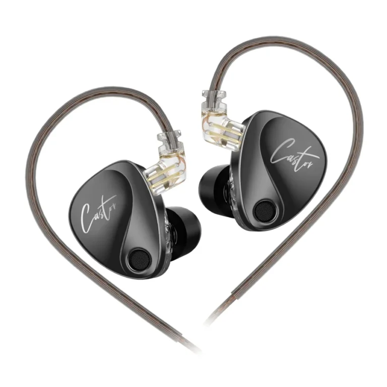 KZ Castor Dual Dynamic In-Ear Monitors – HiFi Tunable IEM Earphones with Balanced Armature, Noise Isolation, and Detachable Silver-Plated Cable (Black, With Mic) - Earphones available at Epic Key Morocco