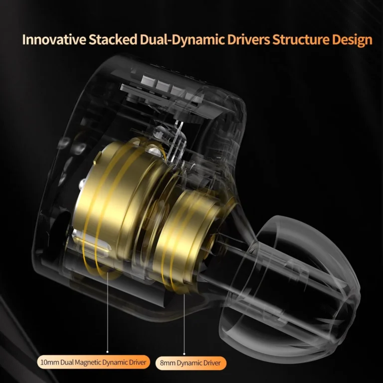 KZ Castor Harman Bass Edition IEM – Dual Dynamic Drivers, 16 Tunable Sound Profiles, Noise-Isolating In-Ear Monitors (Standard Bass, with Mic) (Silver) - Earphones photo 5 - Epic Key Morocco