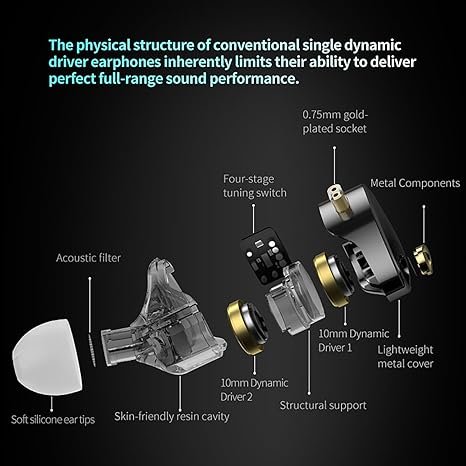 KZ Castor PRO Dual Dynamic Driver IEM – Tunable In-Ear Monitor with 16 Sound Profiles, Deep Bass & Detachable 2-PIN Cable (With Mic) - Vue 3 | Earphones Maroc