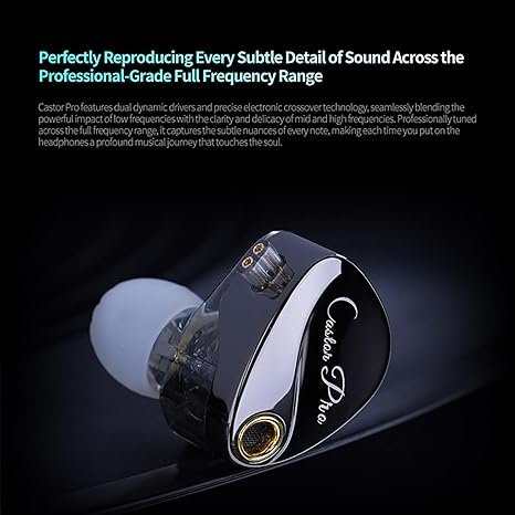 KZ Castor PRO Dual Dynamic Driver IEM – Tunable In-Ear Monitor with 16 Sound Profiles, Deep Bass & Detachable 2-PIN Cable (With Mic) - Vue 5 | Earphones Maroc