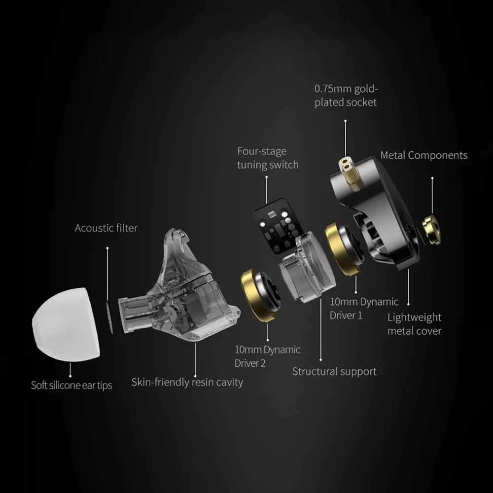 KZ Castor Pro Harman Target Version – Dual Driver HiFi In-Ear Earphones (With Mic) - Vue 3 | Earphones Maroc