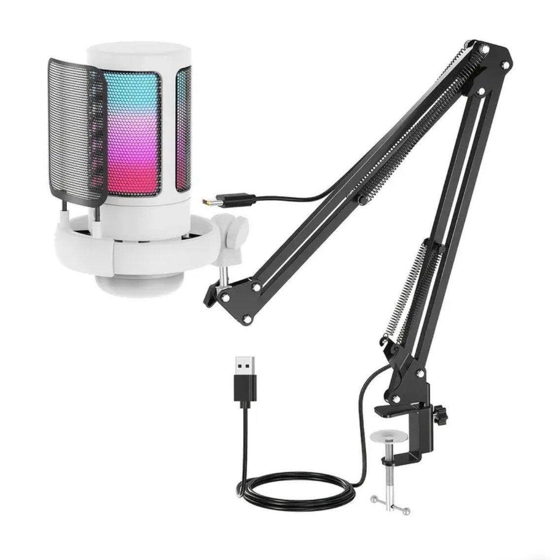 ME6S-35 USB Gaming Microphone - RGB Condenser Mic with Tap-to-Mute, Gain Control & Boom Arm for PC, PS4/PS5, Mac, Phone (white) - Microphone | Acheter au Maroc - Epic Key