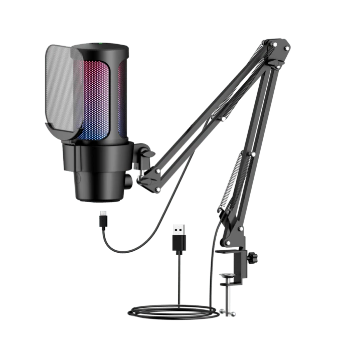 M8 USB Gaming Condenser Microphone with RGB Lighting – Noise Cancelling Wired Mic for PC, PS4/PS5, Mac, Android, Streaming & Podcasting (Black) - Buy Microphone online in Morocco | Epic Key