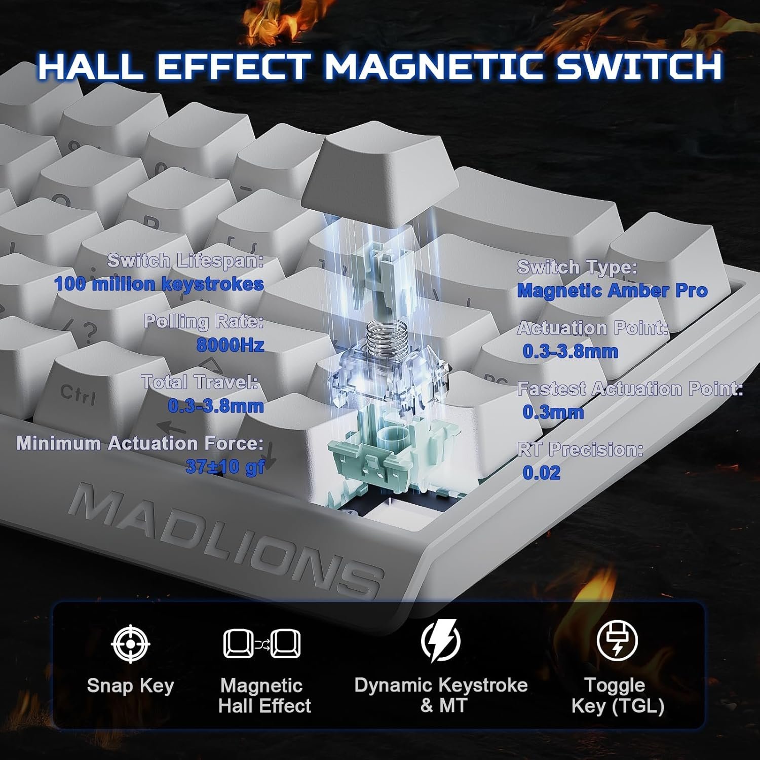 MAD 68 HE (RGB) Magnetic Switch RGB Keyboard (White) - Vue 4 | Keyboard Maroc