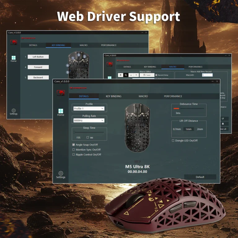 MAMBASNAKE M5 Ultra – 39g Carbon Fiber eSports Gaming Mouse (Red) - Mouse photo 5 - Epic Key Morocco