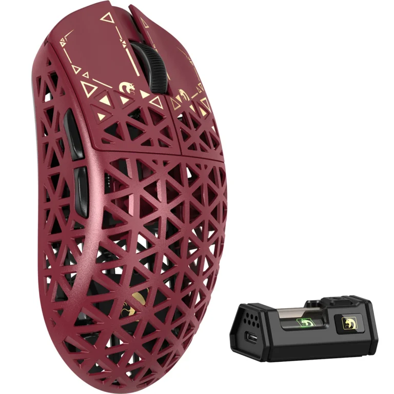 MAMBASNAKE M5 Ultra – 39g Carbon Fiber eSports Gaming Mouse (Red) - Mouse available at Epic Key Morocco