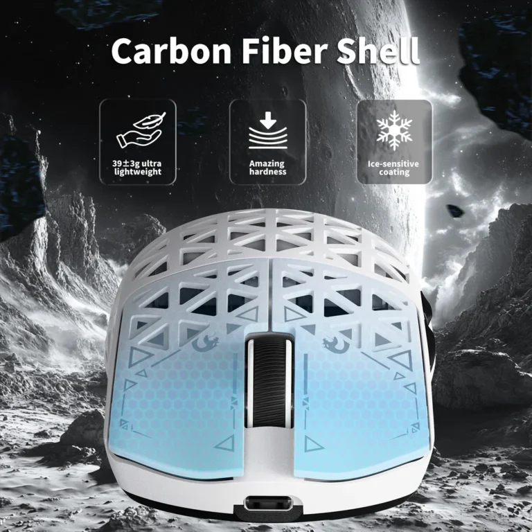 MAMBASNAKE M5 Ultra – 39g Carbon Fiber eSports Gaming Mouse (White) - Mouse photo 3 - Epic Key Morocco