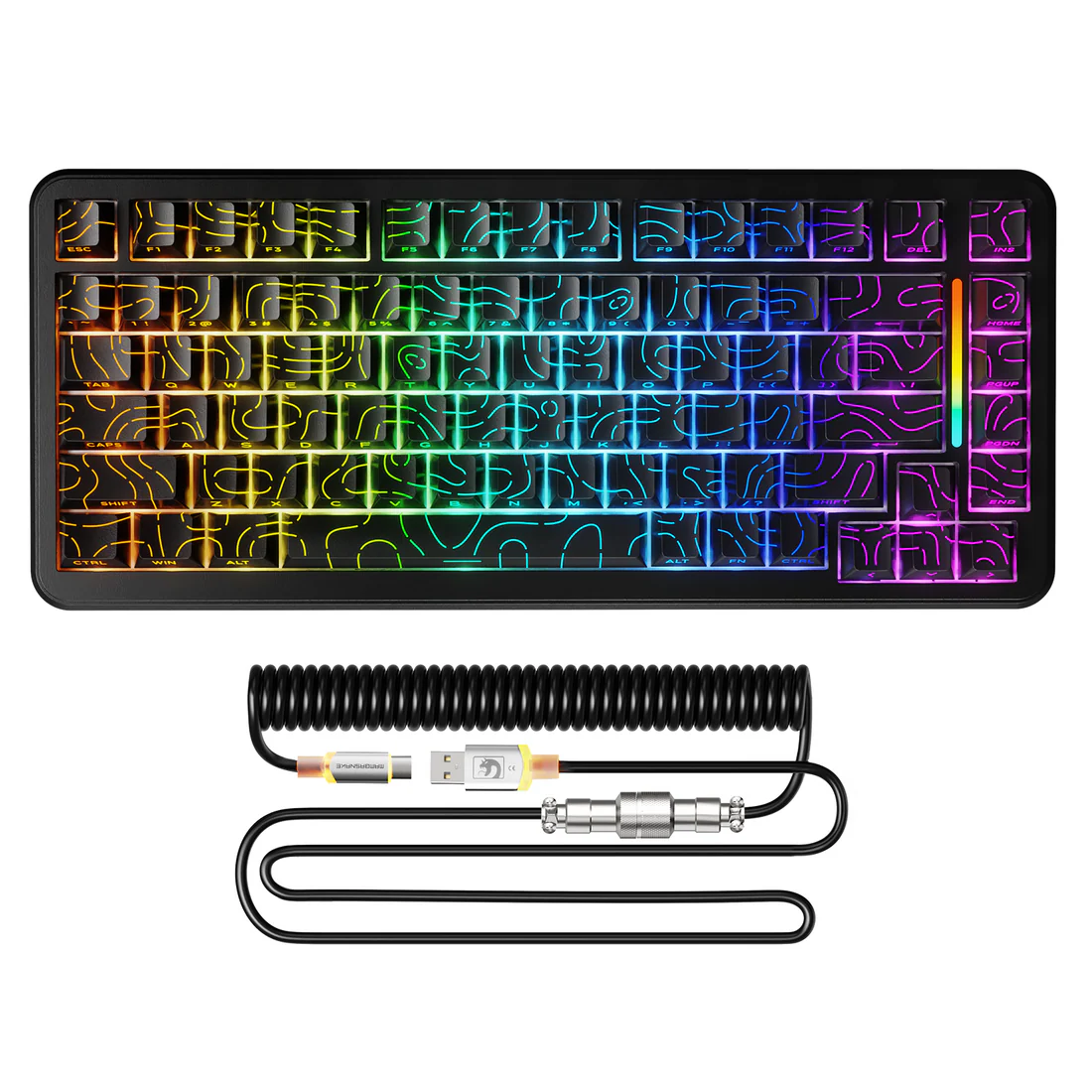 MAMBASNAKE M82 HE Hall Effect Magnetic Switch 75% Rapid Trigger Gaming Keyboard with 8KHz RGB Coiled Cable (Black) - Epic Key Morocco