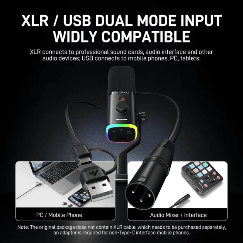 Maono PD100X USB/XLR Dynamic Microphone - Vue 2 | Microphone Maroc
