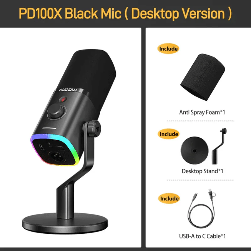 Maono PD100X USB/XLR Dynamic Microphone - Vue 6 | Microphone Maroc