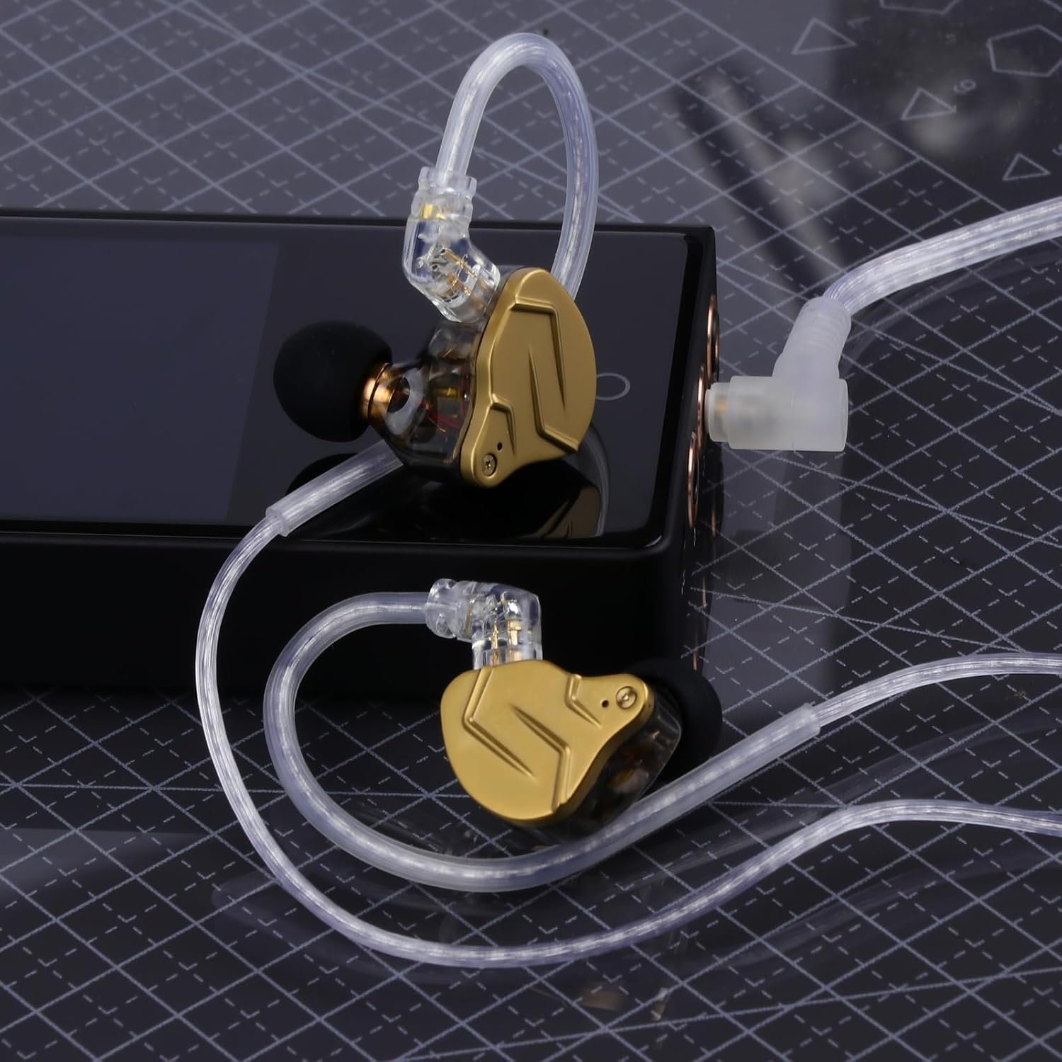 KZ ZSN Pro X Gaming Earbuds – Hybrid Dual Driver IEMs, HiFi In-Ear Monitors with Mic & Detachable Cable (Gold) (With Mic) - Vue 2 | Earphones Maroc