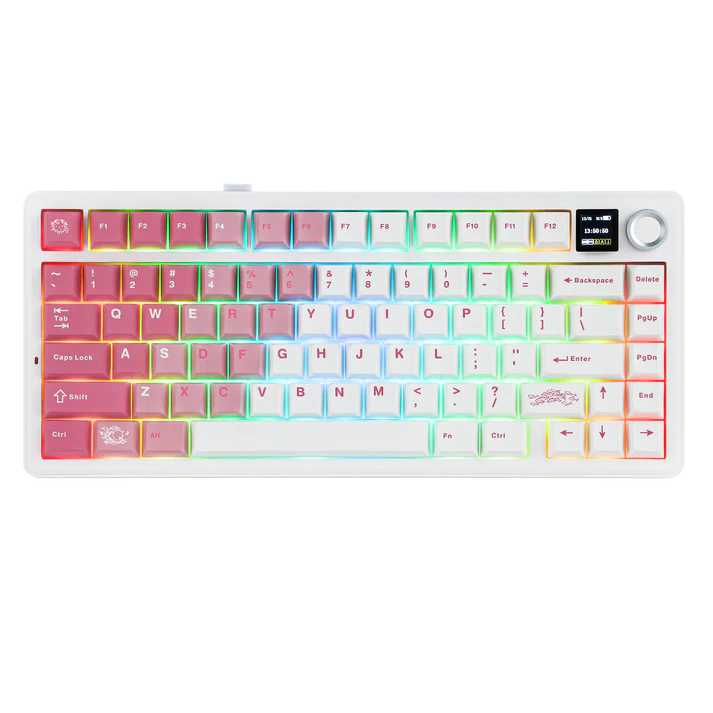 EPOMAKER x AULA F75 Max (Pink White) - Vue 2 | Keyboard Maroc