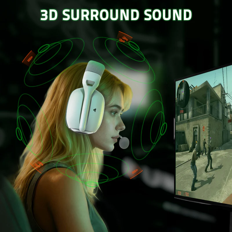 ATTACK SHARK L80PRO Wireless Gaming Headset (White) - Vue 6 | Gaming Headset Maroc