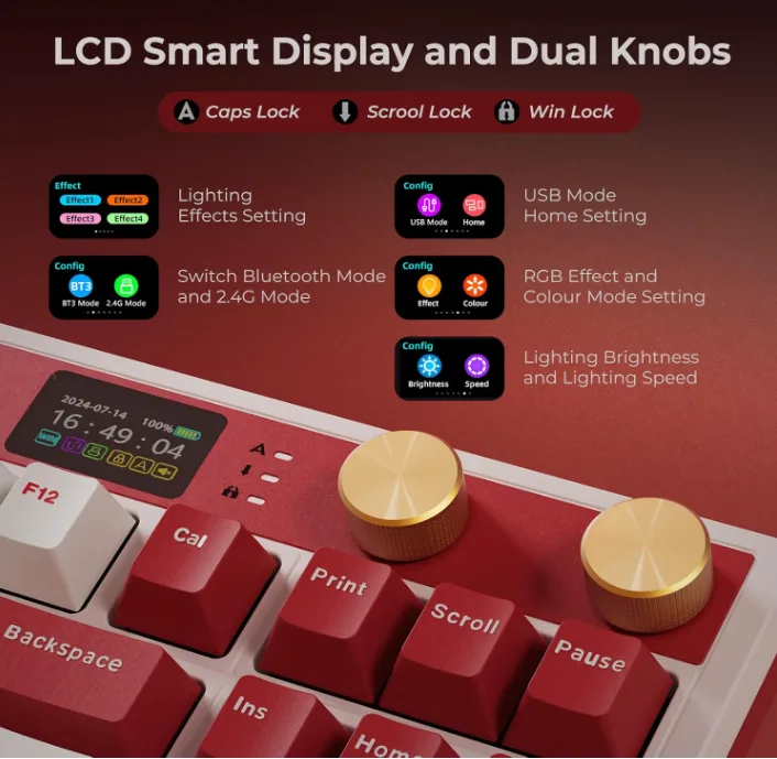 M87 RK ROYAL KLUDGE Wireless Mechanical Keyboard (Cream Switches) - Vue 4 | Keyboard Maroc