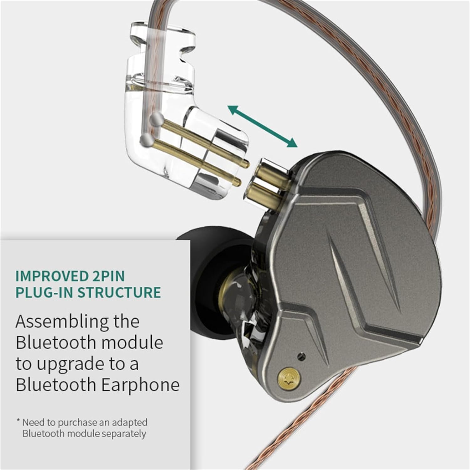 KZ ZSN Pro With Mic (Gray) - Vue 2 | Earphones Maroc