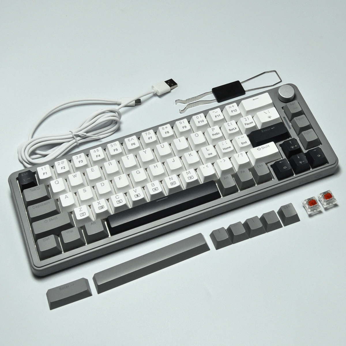 GM68-V2 Mechanical Keyboard Grey & White - Vue 5 | Keyboard Maroc