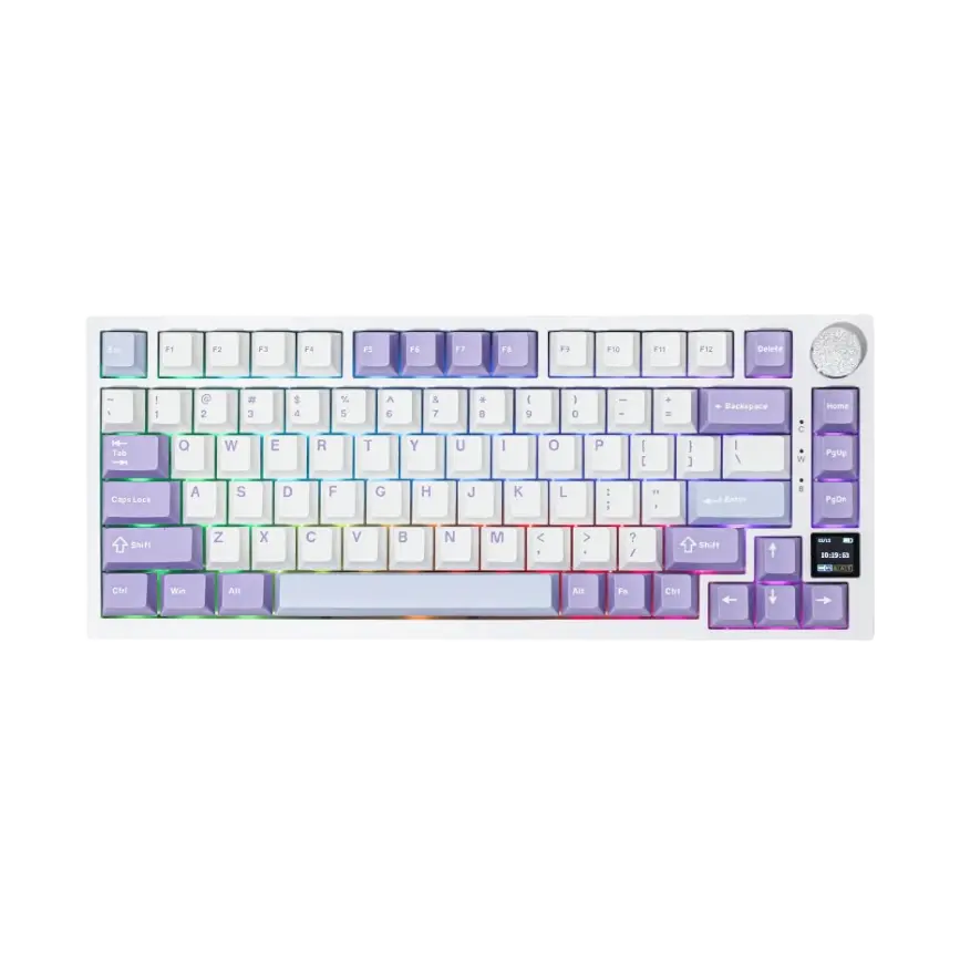 Ajazz AK820 Pro 75% Mechanical Keyboard White Purple - Vue 3 | Keyboard Maroc
