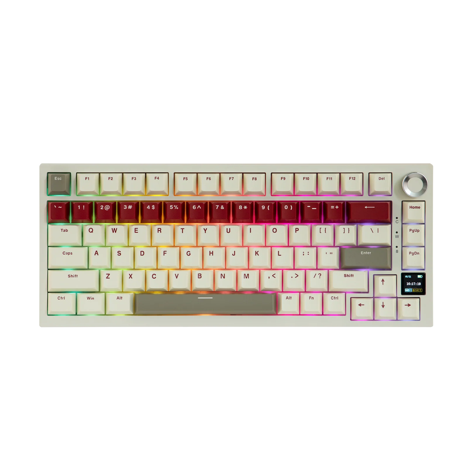 Ajazz AK820 Pro 75% Mechanical Keyboard Triple Modes (Red) - Vue 2 | Keyboard Maroc
