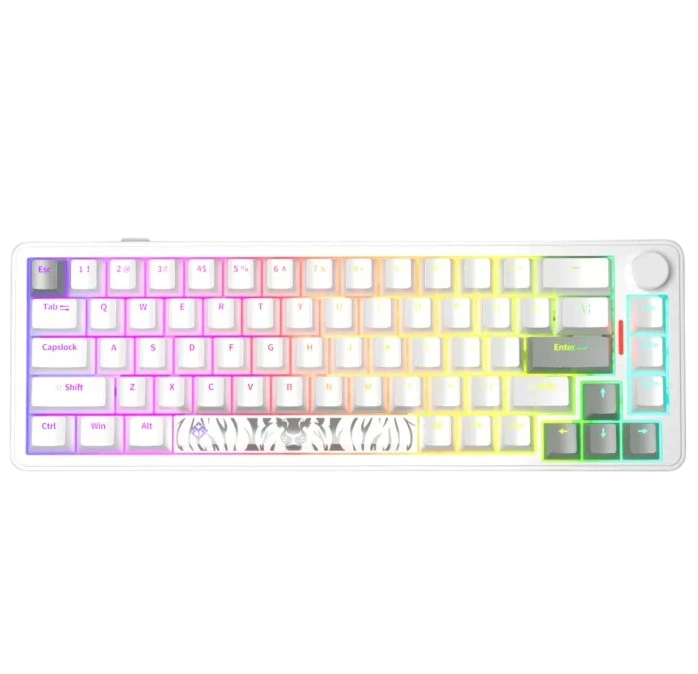 Golden Lion GM68 65% Hot-Swappable Mechanical Keyboard Red/Silver Switches (White) - Vue 2 | Keyboard Maroc
