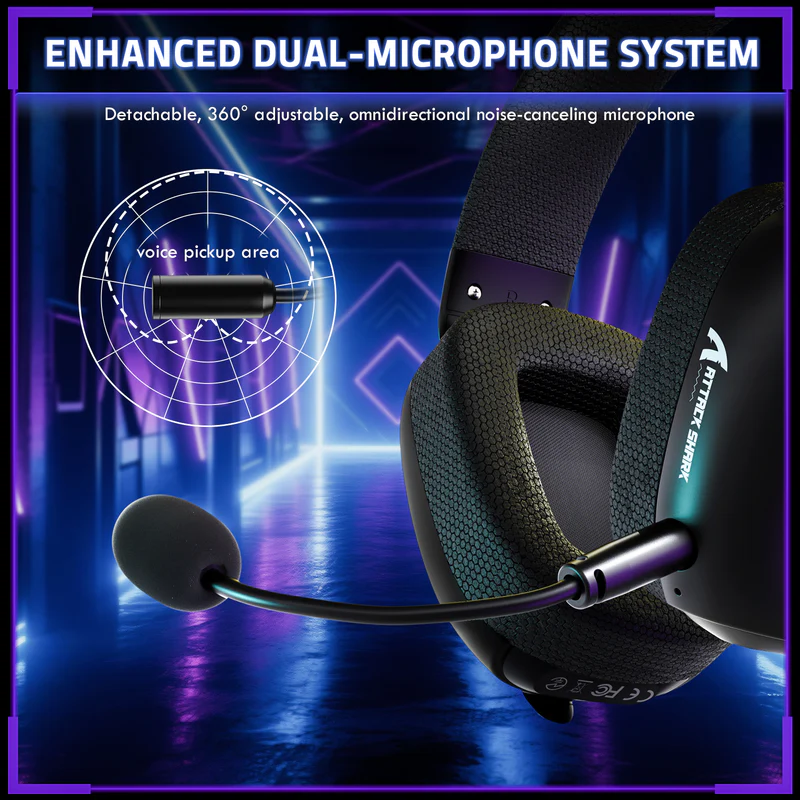 ATTACK SHARK L80PRO Wireless Gaming Headset (Black) - Vue 8 | Gaming Headset Maroc