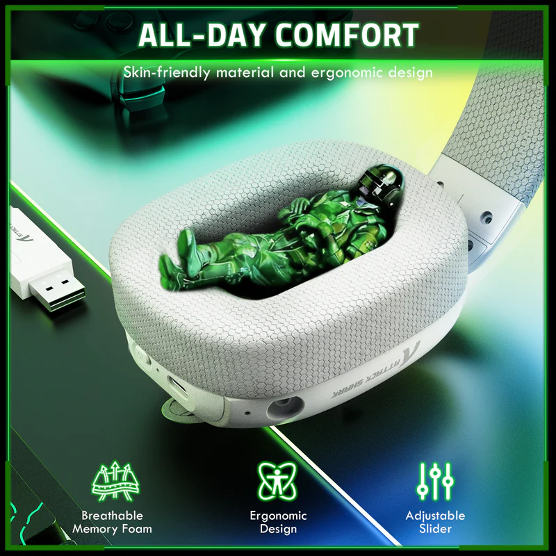 ATTACK SHARK L80PRO Wireless Gaming Headset (White) - Vue 2 | Gaming Headset Maroc
