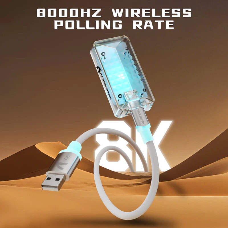 ATTACK SHARK V5 8KHz Wireless PAW3950MAX Gaming Mouse with C06 Ultra Cable - Vue 6 | Mouse Maroc