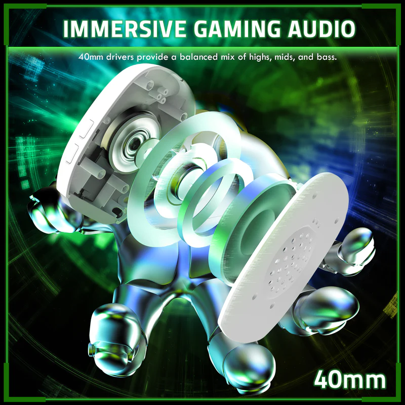 ATTACK SHARK L80PRO Wireless Gaming Headset (White) - Vue 5 | Gaming Headset Maroc