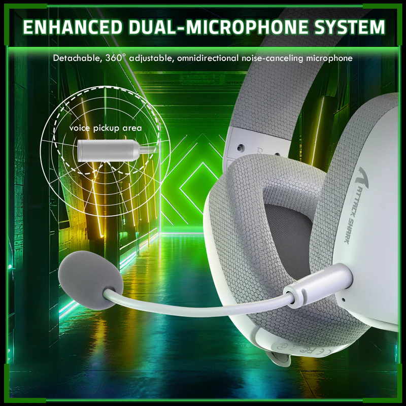 ATTACK SHARK L80PRO Wireless Gaming Headset (White) - Vue 3 | Gaming Headset Maroc