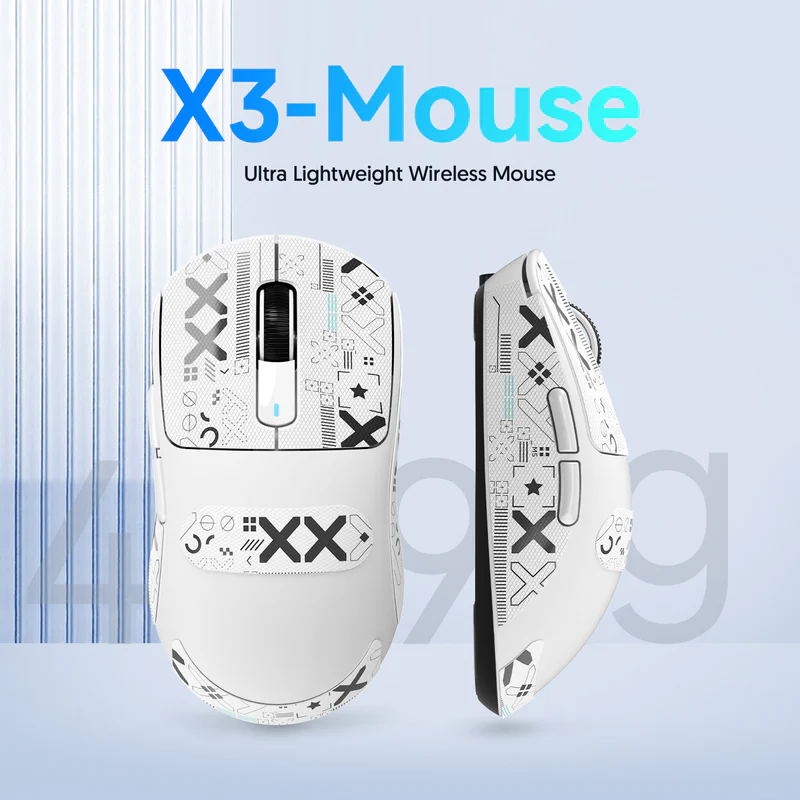ATTACK SHARK X3PRO Three Modes 8K Gaming Mouse (white) - Vue 2 | Mouse Maroc