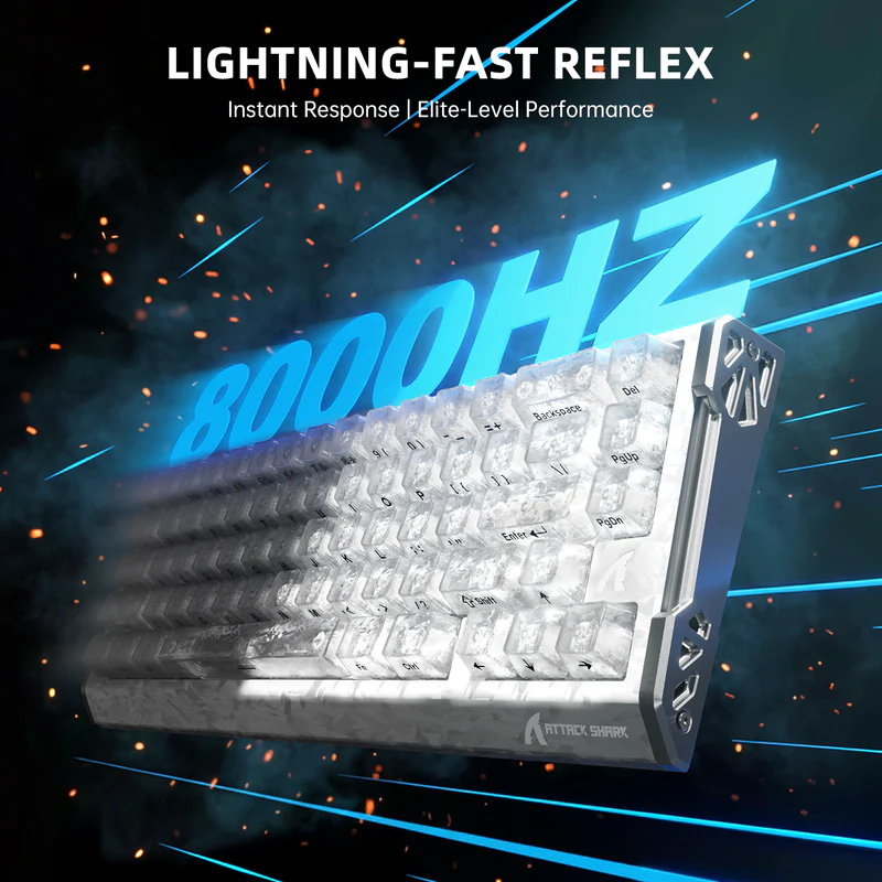 ATTACK SHARK R68 HE Carbon Fiber Rapid Trigger Keyboard Magnetic Switch (Ice Ninja) - Vue 4 | Keyboard , Magnetic Keyboards Maroc