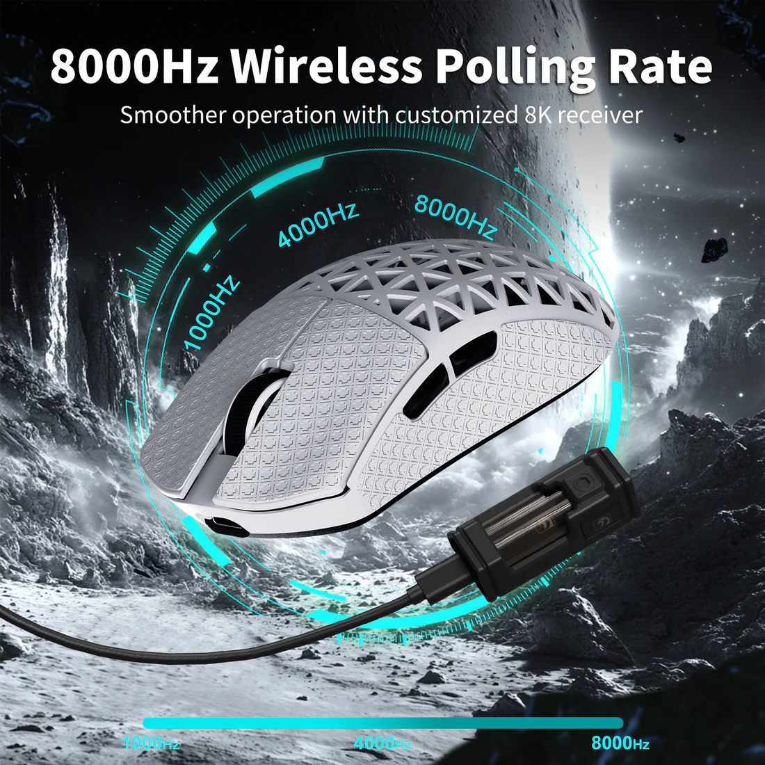 MAMBASNAKE M5 Ultra – 39g Carbon Fiber eSports Gaming Mouse (White) - Vue 4 | Mouse Maroc