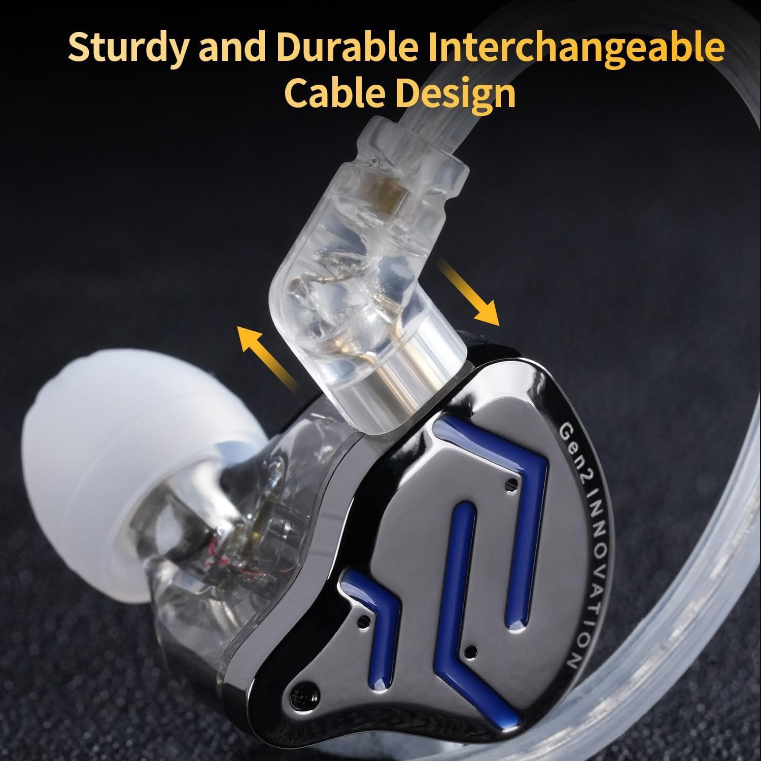 KZ ZSN Pro 2 In-Ear Monitors – Hybrid 1DD+1BA HiFi IEMs, Detachable Cable, Noise-Isolating Earbuds with Mic (Black) - Vue 7 | Earphones Maroc