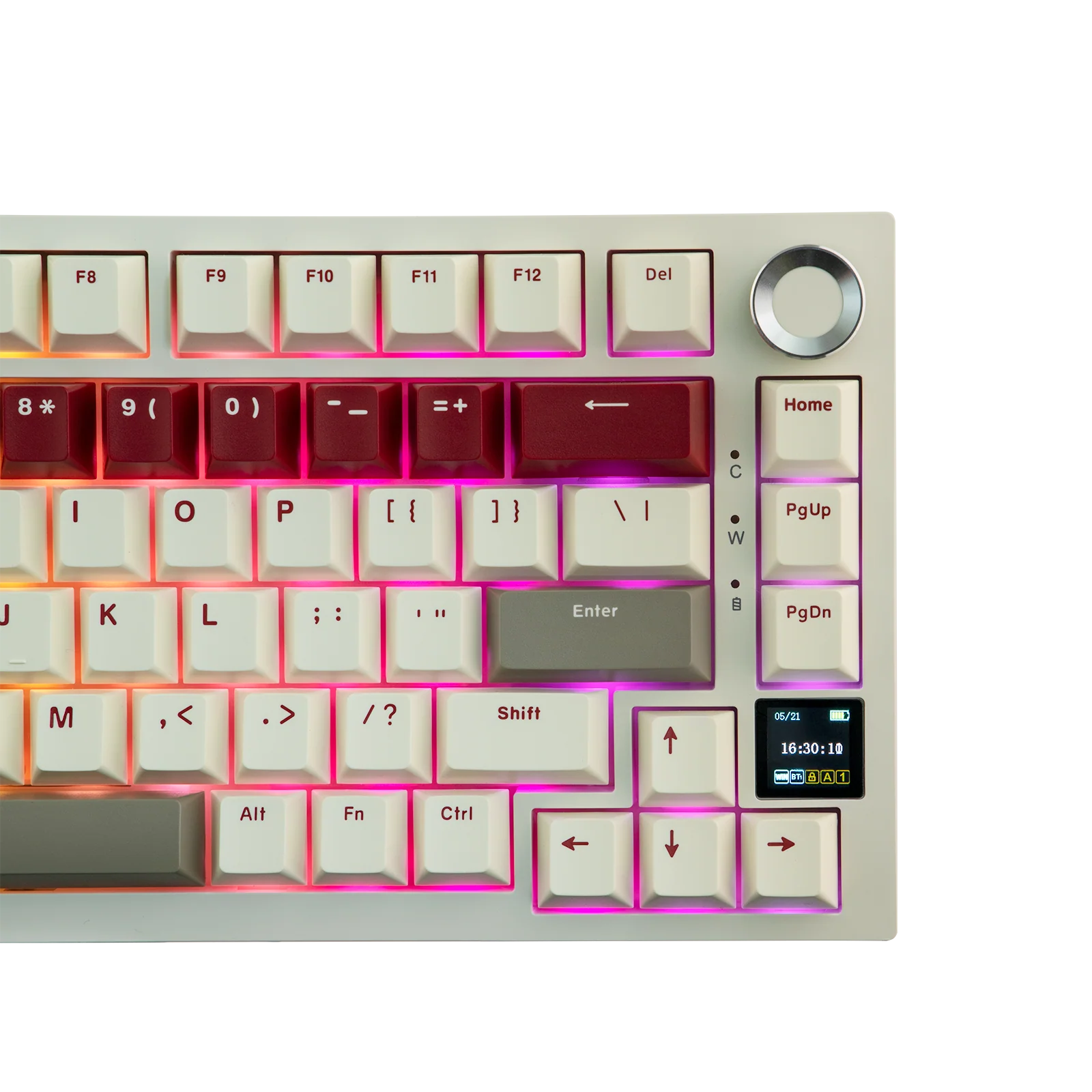 Ajazz AK820 Pro 75% Mechanical Keyboard Triple Modes (Red) - Vue 4 | Keyboard Maroc