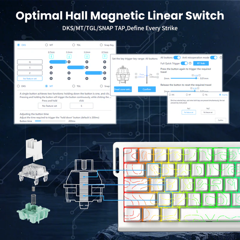 ATTACK SHARK X68 HE – 60% Wired Magnetic Gaming Keyboard with Rapid Trigger, 8KHz Polling Rate, C01PRO Coiled Cable, and RGB Backlight - Vue 4 | Keyboard , Magnetic Keyboards Maroc