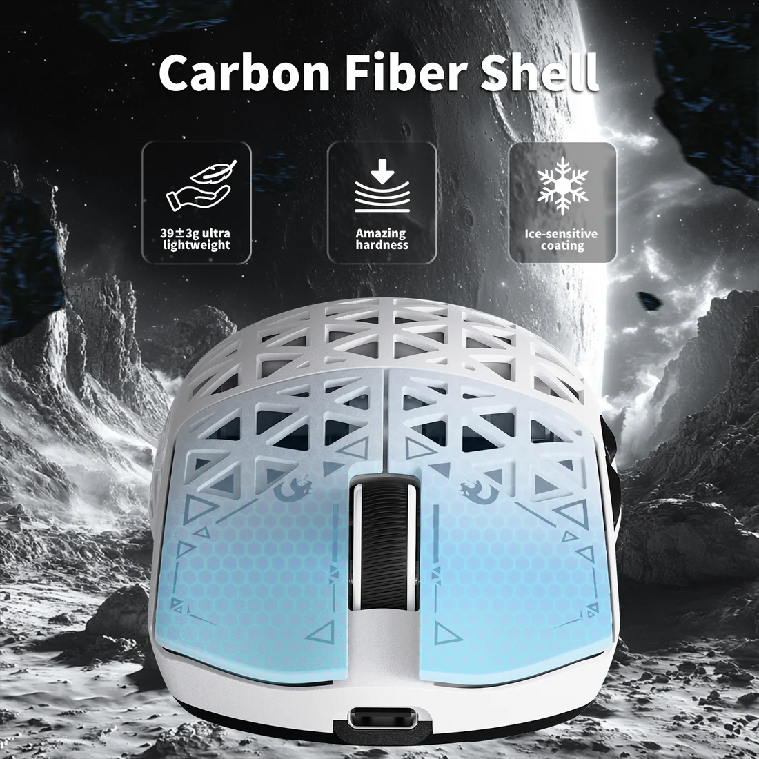MAMBASNAKE M5 Ultra – 39g Carbon Fiber eSports Gaming Mouse (White) - Vue 3 | Mouse Maroc
