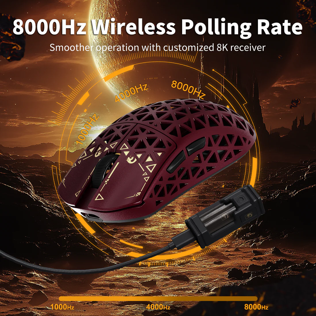 MAMBASNAKE M5 Ultra – 39g Carbon Fiber eSports Gaming Mouse (Red) - Vue 4 | Mouse Maroc
