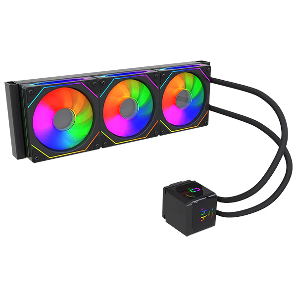 NOVA Hydrocurved HC360 AIO Liquid Cooler with LCD & 3×120mm RGB Fans (Black) - Vue 3 | Cpu Cooler Maroc