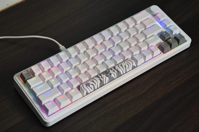 Golden Lion GM68 65% Hot-Swappable Mechanical Keyboard Red/Silver Switches (White) - Vue 4 | Keyboard Maroc
