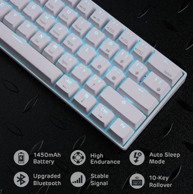 RK61 60% Triple Mode Mechanical Keyboard (Brown Switches) - Vue 4 | Keyboard Maroc