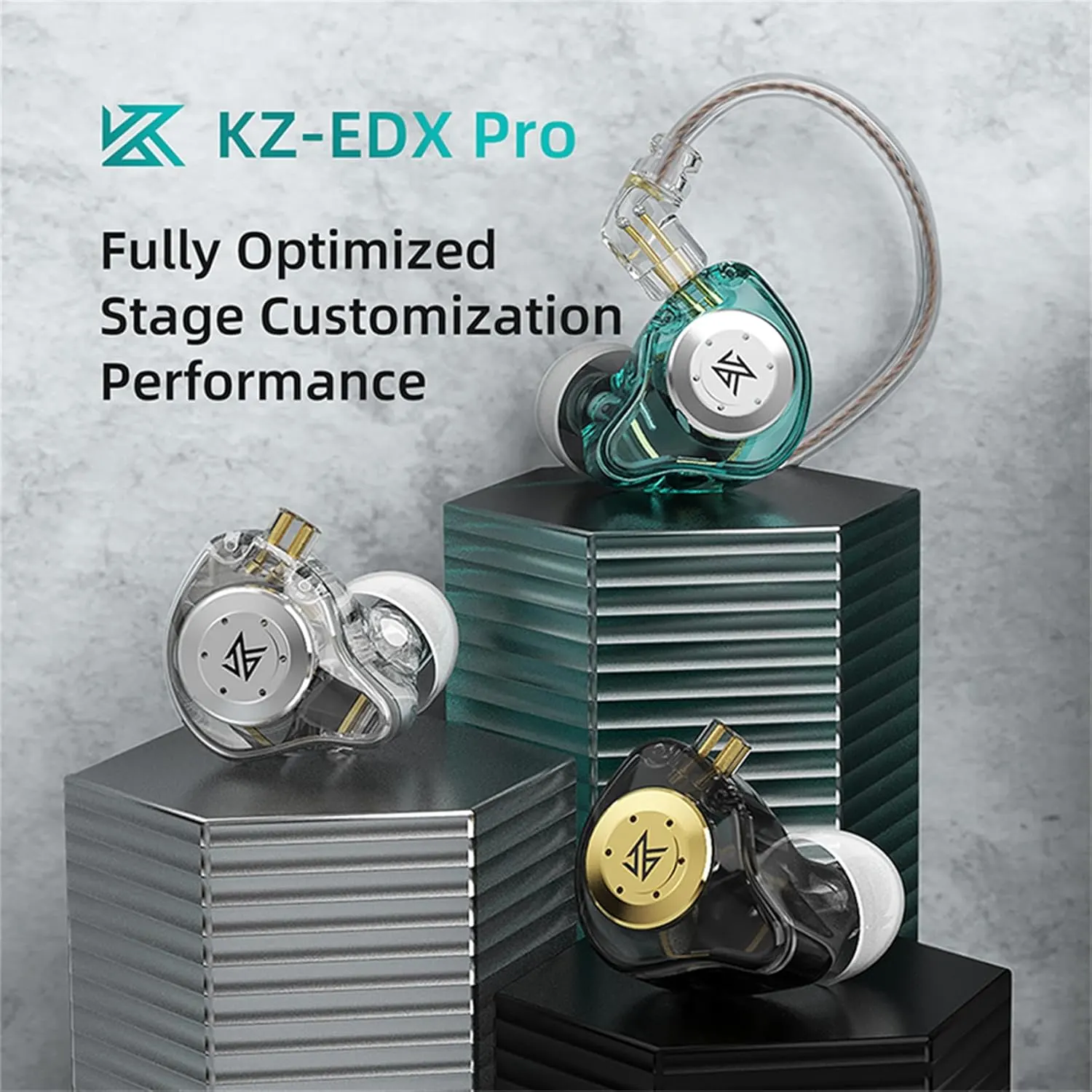 KZ EDX PRO In-Ear Gaming Earbuds with Mic – 10mm Dynamic Driver, Detachable Cable, HiFi Bass IEM Headphones for Gaming, Music & More (Cyan) (With Mic) - Vue 2 | Earphones Maroc