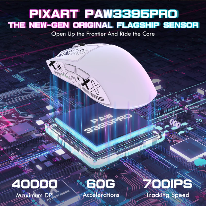ATTACK SHARK X1 – Ultra-Light Tri-Mode Gaming Mouse - Vue 4 | Mouse Maroc