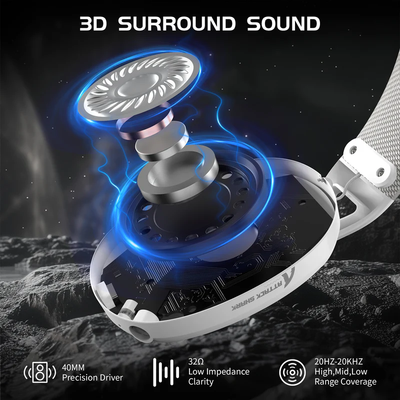 ATTACK SHARK L80 Ultra-Light Tri-Mode Gaming Headset - Vue 4 | Gaming Headset Maroc