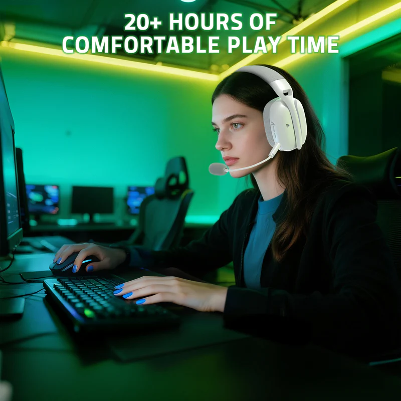 ATTACK SHARK L80PRO Wireless Gaming Headset (White) - Vue 8 | Gaming Headset Maroc