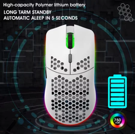 HXSJ T66 RGB 2.4G Wireless Gaming Mouse - Vue 3 | Mouse Maroc