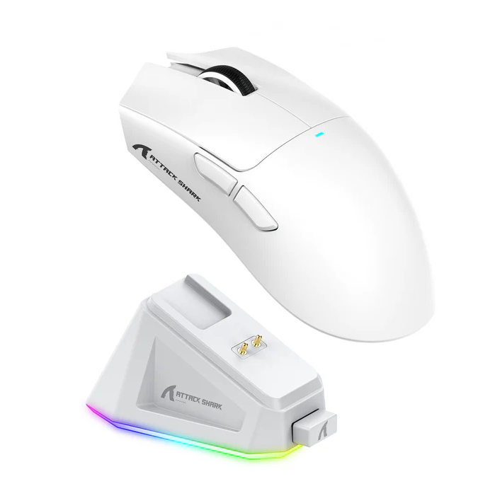 ATTACK SHARK X11 Wireless Gaming Mouse with Charging Dock (white) - Vue 2 | Mouse Maroc