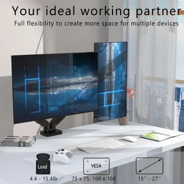 SUPPORT ECRAN M252D – Dual Monitor Arm Stand | 17–32” | 9KG