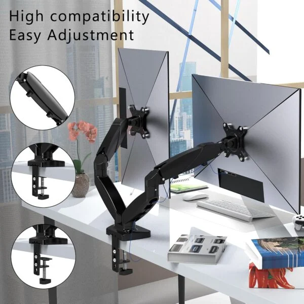 SUPPORT ECRAN M252D – Dual Monitor Arm Stand | 17–32” | 9KG
