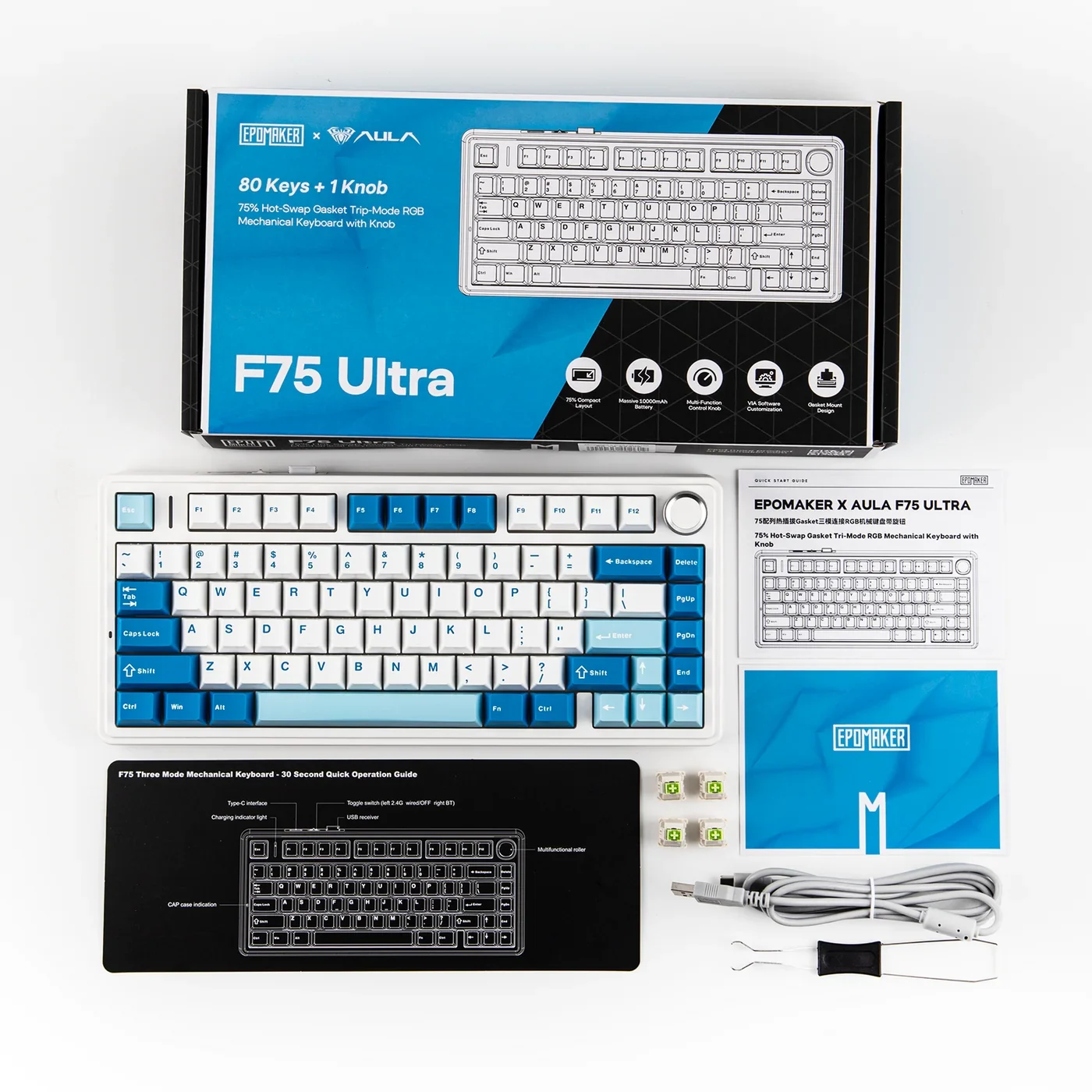 EPOMAKER x AULA F75 Ultra – 75% Wireless Keyboard | Gasket | Tri-Mode